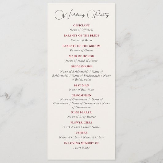 豪華 芸術的 ボタニカル フローラル ペイズリー ウェディング プログラム (裏面)