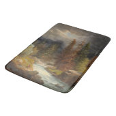 豪雨な川のそばのハイカー バスマット (アングル)