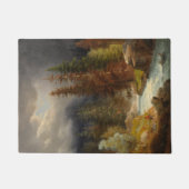 豪雨な川のそばのハイカー（Achenbach著） ドアマット (正面)