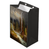 豪雨な川のそばのハイカー（Achenbach著） ミディアムペーパーバッグ (正面アングル)