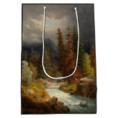 豪雨な川のそばのハイカー（Achenbach著） ミディアムペーパーバッグ (裏面)