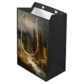 豪雨な川のそばのハイカー（Achenbach著） ミディアムペーパーバッグ (裏面アングル)