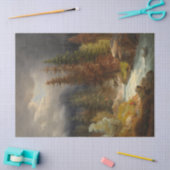 豪雨な川のそばのハイカー（Achenbach著） 薄葉紙 (クラフト)