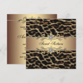 豹のスイート16誕生日パーティー 招待状 (正面/裏面)