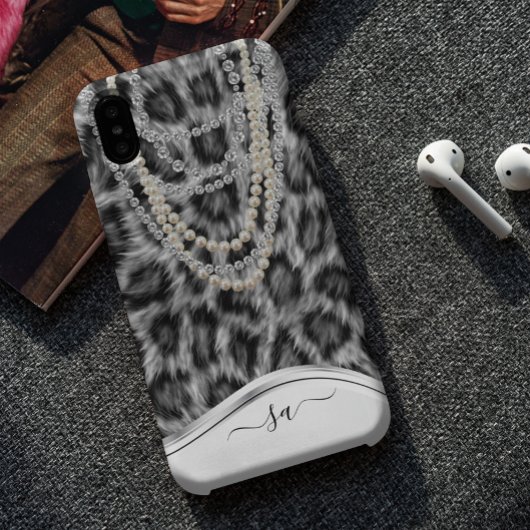 豹の手書きネームパールダイヤモンドネックレスC Case-Mate iPhoneケース