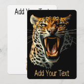 豹の攻撃的な咆哮の頭 招待状 (正面/裏面)