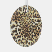豹の皮のシームレスパターン設計 ガラスオーナメント (正面右)
