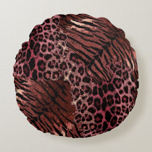 豹の虎の皮のトレンド ラウンドクッション (正面)