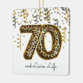 豹柄のホイル バースデー バルーン 70 Livin Life フォト セラミックオーナメント (左)