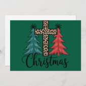 豹柄クロス クリスマスツリー キリスト教 シーズンカード (正面/裏面)