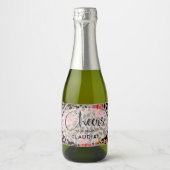 豹柄トロピカルピンクフラワーミニ スパークリングワインラベル (正面)