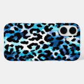豹柄+ヒョウ柄 アニマルプリント 青 黒 Case-Mate iPhoneケース (裏面 (横))