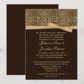 豹柄 フェイクリボン ポスト ウェディング レセプション 招待状 (正面/裏面)