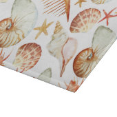 貝およびカニパターンが付いている珊瑚 カッティングボード (角)