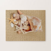 貝およびヒトデが付いているコンシュの貝 ジグソーパズル (横)