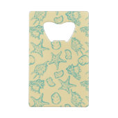 貝が付いている背景。 手描きの2 クレジットカード栓抜き (裏面)