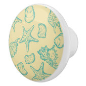 貝が付いている背景。 手描きの2 セラミックノブ (右)