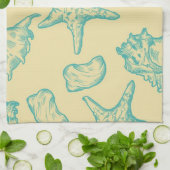 貝が付いている背景。 手描き キッチンタオル (折り畳み)