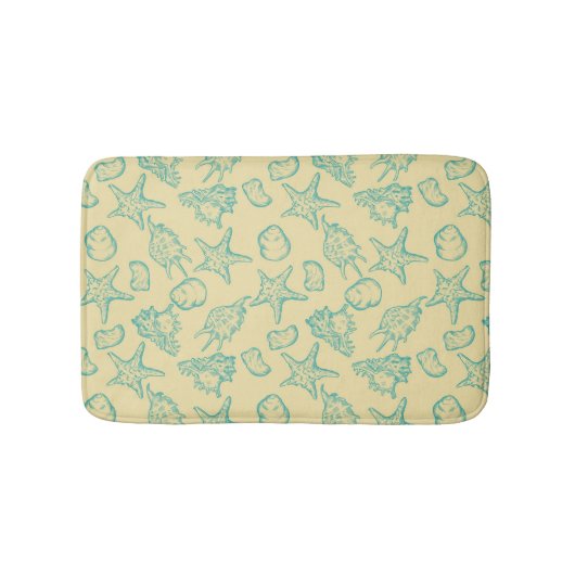 貝が付いている背景。 手描き バスマット (正面)