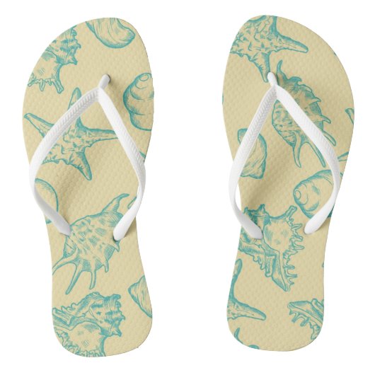 貝が付いている背景。 手描き ビーチサンダル (ソール)