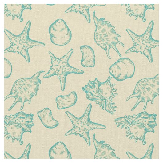 貝が付いている背景。 手描き ファブリック (クローズアップ)