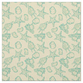 貝が付いている背景。 手描き ファブリック (見本)