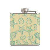 貝が付いている背景。 手描き フラスク (裏面)