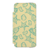 貝が付いている背景。 手描き INCIPIO iPhoneウォレットケース (フォリオ 正面)