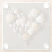 貝となされるバレンタインのハート ガラスコースター (裏面)