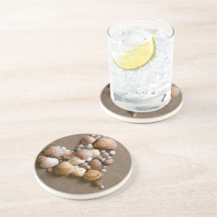 貝となされるバレンタインのハート コースター