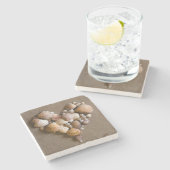 貝となされるバレンタインのハート ストーンコースター (横)