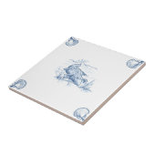 貝のコーナーが付いているデルフトのわにタイル タイル (側面)