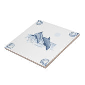 貝のコーナーが付いているデルフトのイルカのタイル タイル (側面)