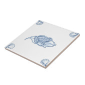 貝のコーナーが付いているデルフトのカエルのタイル タイル (側面)