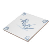 貝のコーナーが付いているデルフトのタツノオトシゴのタイル タイル (側面)