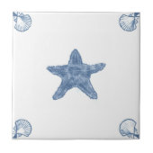 貝のコーナーが付いているデルフトのヒトデのタイル タイル (正面)