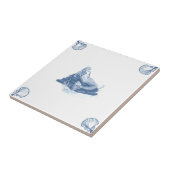 貝のコーナーが付いているデルフトの人魚のタイル タイル (側面)