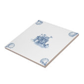 貝のコーナーが付いているデルフトのSandcastleのタイル タイル (側面)