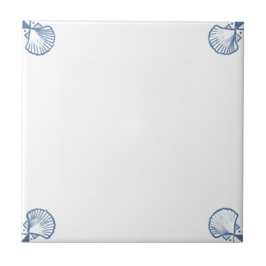貝のコーナーが付いているデルフト分野のタイル タイル (正面)