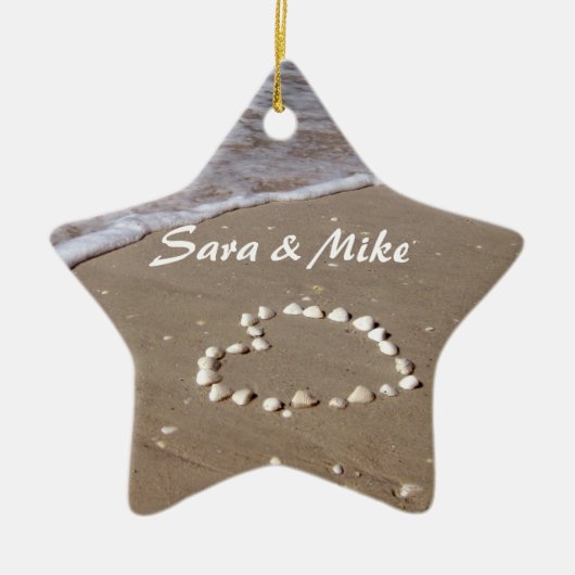 貝のハートのビーチのオーナメント セラミックオーナメント (正面)