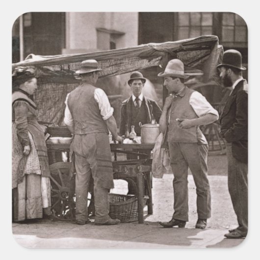 貝の売り手「ロンドの通り生活」 スクエアシール (正面)