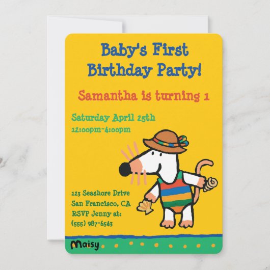 貝の誕生日のMaisy 招待状 (正面)