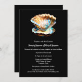 貝の貝虹色の輝く海貝 招待状 (正面/裏面)