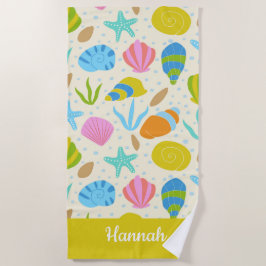 貝カラフルとヒトデパーソナライズされた ビーチタオル