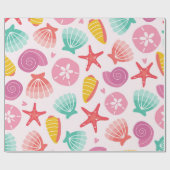 貝カラフルとヒトデ柄 ラッピングペーパー (フラット)