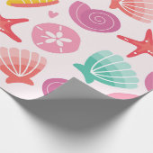 貝カラフルとヒトデ柄 ラッピングペーパー (角)