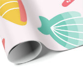 貝カラフルとヒトデ柄 ラッピングペーパー (ロールコーナー)