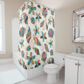 貝カラフルの継ぎ目のない模様 シャワーカーテン (インサイチュ)