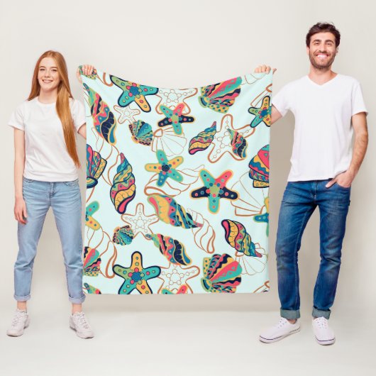 貝カラフル模様フリースブランケット フリースブランケット (インサイチュ)