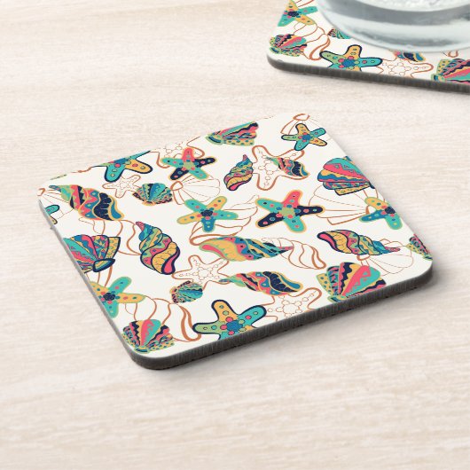 貝カラフル模様 コースター (左側)